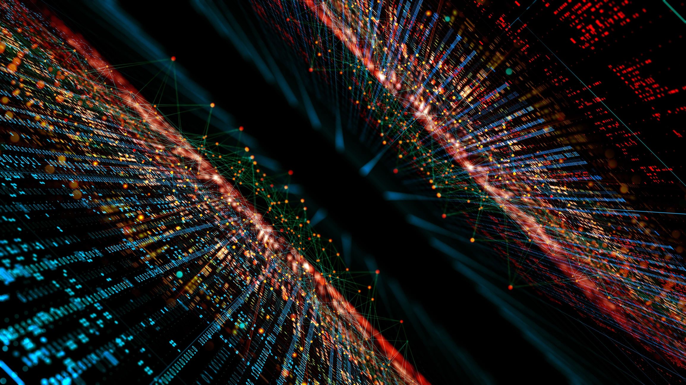 Digital network visualization representing blockchain data systems
